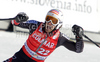 Second placed Nolan Kasper of USA reacts in finish of second run of Men slalom race of Audi FIS alpine skiing World Cup 2010-2011 in Kranjska Gora, Slovenia. Men slalom race of FIS alpine skiing World Championships, was held on Sunday, 6th of March 2011, in Kranjska Gora, Slovenia.
