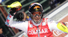 Winner Mario Matt of Austria reacts in finish of second run of Men slalom race of Audi FIS alpine skiing World Cup 2010-2011 in Kranjska Gora, Slovenia. Men slalom race of FIS alpine skiing World Championships, was held on Sunday, 6th of March 2011, in Kranjska Gora, Slovenia.
