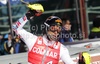 Winner Mario Matt of Austria reacts in finish of second run of Men slalom race of Audi FIS alpine skiing World Cup 2010-2011 in Kranjska Gora, Slovenia. Men slalom race of FIS alpine skiing World Championships, was held on Sunday, 6th of March 2011, in Kranjska Gora, Slovenia.
