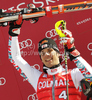 Winner Mario Matt of Austria celebrates his medal won in Men slalom race of Audi FIS alpine skiing World Cup 2010-2011 in Kranjska Gora, Slovenia. Men slalom race of FIS alpine skiing World Championships, was held on Sunday, 6th of March 2011, in Kranjska Gora, Slovenia.

