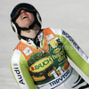 Viktoria Rebensburg of Germany reacts in finish of Women super-g race of Audi FIS alpine skiing World Cup 2010-2011 in Tarvisio, Italy. Women super-g race of Audi FIS alpine skiing World Cup 2010-2011, was held on Sunday, 6th of March 2011, in Tarvisio, Italy.
