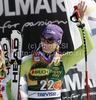 Maria Riesch of Germany celebrates her medal won in Women super-g race of Audi FIS alpine skiing World Cup 2010-2011 in Tarvisio, Italy. Women super-g race of Audi FIS alpine skiing World Cup 2010-2011, was held on Sunday, 6th of March 2011, in Tarvisio, Italy.
