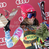 Julia Mancuso of USA celebrates her medal won in Women super-g race of Audi FIS alpine skiing World Cup 2010-2011 in Tarvisio, Italy. Women super-g race of Audi FIS alpine skiing World Cup 2010-2011, was held on Sunday, 6th of March 2011, in Tarvisio, Italy.
