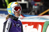 Lena Duerr of Germany reacts in finish of second run of women giant slalom race of Audi FIS Alpine skiing World cup in Soelden, Austria. First race of season 2011-2012 was held on Rettenbach glacier above Soelden, Austria, on Saturday, 22nd of October 2011.
