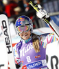 Winner Lindsey Vonn of USA reacts in finish of second run of women giant slalom race of Audi FIS Alpine skiing World cup in Soelden, Austria. First race of season 2011-2012 was held on Rettenbach glacier above Soelden, Austria, on Saturday, 22nd of October 2011.
