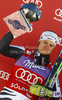 Second placed Viktoria Rebensburg of Germany celebrates her medal won in women giant slalom race of Audi FIS Alpine skiing World cup in Soelden, Austria. First race of season 2011-2012 was held on Rettenbach glacier above Soelden, Austria, on Saturday, 22nd of October 2011.
