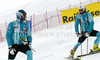 Kalle Palander of Finland (L) and Marcus Sandell of Finland (R) during course inspection of men giant slalom race of Audi FIS Alpine skiing World cup in Soelden, Austria. First race of men season 2011-2012 was held on Rettenbach glacier above Soelden, Austria, on Sunday, 23rd of October 2011.
