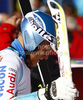 Kalle Palander of Finland reacts in finish of second run of men giant slalom race of Audi FIS Alpine skiing World cup in Soelden, Austria. First race of men season 2011-2012 was held on Rettenbach glacier above Soelden, Austria, on Sunday, 23rd of October 2011.
