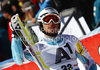 Marcus Sandell of Finland reacts in finish of second run of men giant slalom race of Audi FIS Alpine skiing World cup in Soelden, Austria. First race of men season 2011-2012 was held on Rettenbach glacier above Soelden, Austria, on Sunday, 23rd of October 2011.
