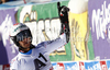 Third placed Philipp Schoerghofer of Austria reacts in finish of second run of men giant slalom race of Audi FIS Alpine skiing World cup in Soelden, Austria. First race of men season 2011-2012 was held on Rettenbach glacier above Soelden, Austria, on Sunday, 23rd of October 2011.
