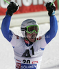 Second placed Alexis Pinturault of France reacts in finish of second run of men giant slalom race of Audi FIS Alpine skiing World cup in Soelden, Austria. First race of men season 2011-2012 was held on Rettenbach glacier above Soelden, Austria, on Sunday, 23rd of October 2011.
