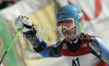 Winner Ted Ligety of USA reacts in finish of second run of men giant slalom race of Audi FIS Alpine skiing World cup in Soelden, Austria. First race of men season 2011-2012 was held on Rettenbach glacier above Soelden, Austria, on Sunday, 23rd of October 2011.

