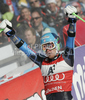 Winner Ted Ligety of USA reacts in finish of second run of men giant slalom race of Audi FIS Alpine skiing World cup in Soelden, Austria. First race of men season 2011-2012 was held on Rettenbach glacier above Soelden, Austria, on Sunday, 23rd of October 2011.
