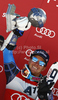 Winner Ted Ligety of USA celebrates his medal won in men giant slalom race of Audi FIS Alpine skiing World cup in Soelden, Austria. First race of men season 2011-2012 was held on Rettenbach glacier above Soelden, Austria, on Sunday, 23rd of October 2011.
