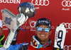 Winner Ted Ligety of USA celebrates his medal won in men giant slalom race of Audi FIS Alpine skiing World cup in Soelden, Austria. First race of men season 2011-2012 was held on Rettenbach glacier above Soelden, Austria, on Sunday, 23rd of October 2011.
