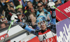 Winner Ted Ligety of USA reacts in finish of second run of men giant slalom race of Audi FIS Alpine skiing World cup in Soelden, Austria. First race of men season 2011-2012 was held on Rettenbach glacier above Soelden, Austria, on Sunday, 23rd of October 2011.
