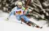 Axel Baeck of Sweden skiing in first run of men slalom race of Audi FIS Alpine skiing World cup in Alta Badia, Italy. Men slalom race of Audi FIS Alpine skiing World cup was held on Gran Risa course in Alta Badia, Italy on Monday, 19th of December 2011.
