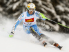 Axel Baeck of Sweden skiing in first run of men slalom race of Audi FIS Alpine skiing World cup in Alta Badia, Italy. Men slalom race of Audi FIS Alpine skiing World cup was held on Gran Risa course in Alta Badia, Italy on Monday, 19th of December 2011.

