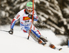 Maxime Tissot of France skiing in first run of men slalom race of Audi FIS Alpine skiing World cup in Alta Badia, Italy. Men slalom race of Audi FIS Alpine skiing World cup was held on Gran Risa course in Alta Badia, Italy on Monday, 19th of December 2011.
