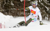 Giuliano Razzoli of Italy skiing in first run of men slalom race of Audi FIS Alpine skiing World cup in Alta Badia, Italy. Men slalom race of Audi FIS Alpine skiing World cup was held on Gran Risa course in Alta Badia, Italy on Monday, 19th of December 2011.
