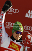 Winner Marcel Hirscher of Austria celebrates his medal won in men slalom race of Audi FIS Alpine skiing World cup in Alta Badia, Italy. Men slalom race of Audi FIS Alpine skiing World cup was held on Gran Risa course in Alta Badia, Italy on Monday, 19th of December 2011.
