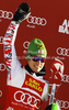 Winner Marcel Hirscher of Austria celebrates his medal won in men slalom race of Audi FIS Alpine skiing World cup in Alta Badia, Italy. Men slalom race of Audi FIS Alpine skiing World cup was held on Gran Risa course in Alta Badia, Italy on Monday, 19th of December 2011.
