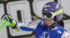 Third placed Tina Maze of Slovenia reacts in finish of run of women slalom race of Audi FIS Alpine skiing World cup in Flachau, Austria. Women slalom race of Audi FIS Alpine skiing World cup, which replaced canceled Levi race, was held in Flachau, Austria on Tuesday, 20th of December 2011.
