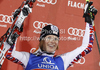 Winner Marlies Schild of Austria celebrates her medal won in women slalom race of Audi FIS Alpine skiing World cup in Flachau, Austria. Women slalom race of Audi FIS Alpine skiing World cup, which replaced canceled Levi race, was held in Flachau, Austria on Tuesday, 20th of December 2011.
