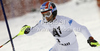 Manfred Moelgg of Italy skiing in first run of men slalom race of Audi FIS Alpine skiing World cup in Flachau, Austria. Men slalom race of Audi FIS Alpine skiing World cup, which replaced canceled Levi race, was held in Flachau, Austria on Wednesday, 21st of December 2011.
