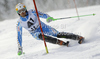 Axel Baeck of Sweden skiing in first run of men slalom race of Audi FIS Alpine skiing World cup in Flachau, Austria. Men slalom race of Audi FIS Alpine skiing World cup, which replaced canceled Levi race, was held in Flachau, Austria on Wednesday, 21st of December 2011.
