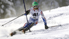 Maxime Tissot of France skiing in first run of men slalom race of Audi FIS Alpine skiing World cup in Flachau, Austria. Men slalom race of Audi FIS Alpine skiing World cup, which replaced canceled Levi race, was held in Flachau, Austria on Wednesday, 21st of December 2011.
