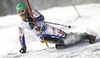 Maxime Tissot of France skiing in first run of men slalom race of Audi FIS Alpine skiing World cup in Flachau, Austria. Men slalom race of Audi FIS Alpine skiing World cup, which replaced canceled Levi race, was held in Flachau, Austria on Wednesday, 21st of December 2011.
