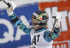 Leif Kristian Haugen of Norway reacts in finish of second run of men slalom race of Audi FIS Alpine skiing World cup in Flachau, Austria. Men slalom race of Audi FIS Alpine skiing World cup, which replaced canceled Levi race, was held in Flachau, Austria on Wednesday, 21st of December 2011.
