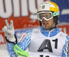 Axel Baeck of Sweden reacts in finish of second run of men slalom race of Audi FIS Alpine skiing World cup in Flachau, Austria. Men slalom race of Audi FIS Alpine skiing World cup, which replaced canceled Levi race, was held in Flachau, Austria on Wednesday, 21st of December 2011.
