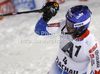 Jean Baptiste Grange of France reacts in finish of second run of men slalom race of Audi FIS Alpine skiing World cup in Flachau, Austria. Men slalom race of Audi FIS Alpine skiing World cup, which replaced canceled Levi race, was held in Flachau, Austria on Wednesday, 21st of December 2011.
