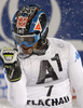 Third placed Cristian Deville of Italy reacts in finish of second run of men slalom race of Audi FIS Alpine skiing World cup in Flachau, Austria. Men slalom race of Audi FIS Alpine skiing World cup, which replaced canceled Levi race, was held in Flachau, Austria on Wednesday, 21st of December 2011.
