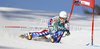 Anemone Marmottan of France skiing in first run of women giant slalom race of Audi FIS Alpine skiing World cup in Lienz, Austria. Women giant slalom race of Audi FIS Alpine skiing World cup was held in Lienz, Austria on Wednesday, 28th of December 2011.
