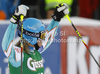 Tanja Poutiainen of Finland reacts in finish of second run of women giant slalom race of Audi FIS Alpine skiing World cup in Lienz, Austria. Women giant slalom race of Audi FIS Alpine skiing World cup was held in Lienz, Austria on Wednesday, 28th of December 2011.
