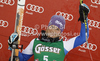 Third placed Tessa Worley of France celebrates her medal won in women giant slalom race of Audi FIS Alpine skiing World cup in Lienz, Austria. Women giant slalom race of Audi FIS Alpine skiing World cup was held in Lienz, Austria on Wednesday, 28th of December 2011.
