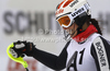 Fourth placed Christina Geiger of Germany reacts in finish of second run of women slalom race of Audi FIS Alpine skiing World cup in Lienz, Austria. Women slalom race of Audi FIS Alpine skiing World cup was held in Lienz, Austria on Thursday, 29th of December 2011.
