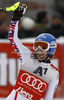 Winner Marlies Schild of Austria reacts in finish of second run of women slalom race of Audi FIS Alpine skiing World cup in Lienz, Austria. Women slalom race of Audi FIS Alpine skiing World cup was held in Lienz, Austria on Thursday, 29th of December 2011.
