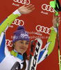 Second placed Tina Maze of Slovenia celebrates her medal won in women slalom race of Audi FIS Alpine skiing World cup in Lienz, Austria. Women slalom race of Audi FIS Alpine skiing World cup was held in Lienz, Austria on Thursday, 29th of December 2011.
