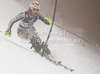 Christina Geiger of Germany skiing in first run of women slalom race of Audi FIS Alpine skiing World cup in Zagreb, Croatia. Women slalom race of Audi FIS Alpine skiing World cup was held on Sljeme above Zagreb, Croatia, on Tuesday, 3rd of January 2012.

