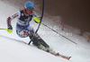 Anne-Sophie Barthet of France skiing in first run of women slalom race of Audi FIS Alpine skiing World cup in Zagreb, Croatia. Women slalom race of Audi FIS Alpine skiing World cup was held on Sljeme above Zagreb, Croatia, on Tuesday, 3rd of January 2012.
