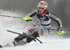 Christina Geiger of Germany skiing in first run of women slalom race of Audi FIS Alpine skiing World cup in Zagreb, Croatia. Women slalom race of Audi FIS Alpine skiing World cup was held on Sljeme above Zagreb, Croatia, on Tuesday, 3rd of January 2012.
