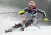 Christina Geiger of Germany skiing in first run of women slalom race of Audi FIS Alpine skiing World cup in Zagreb, Croatia. Women slalom race of Audi FIS Alpine skiing World cup was held on Sljeme above Zagreb, Croatia, on Tuesday, 3rd of January 2012.

