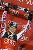 Winner Marlies Schild of Austria celebrates her medal won in women slalom race of Audi FIS Alpine skiing World cup in Zagreb, Croatia. Women slalom race of Audi FIS Alpine skiing World cup was held on Sljeme above Zagreb, Croatia, on Tuesday, 3rd of January 2012.
