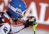 Winner Marlies Schild of Austria reacts in finish of second run of women slalom race of Audi FIS Alpine skiing World cup in Zagreb, Croatia. Women slalom race of Audi FIS Alpine skiing World cup was held on Sljeme above Zagreb, Croatia, on Tuesday, 3rd of January 2012.
