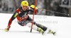 Ivica Kostelic of Croatia skiing in first run of men slalom race of Audi FIS Alpine skiing World cup in Zagreb, Croatia. Men slalom race of Audi FIS Alpine skiing World cup was held on Sljeme above Zagreb, Croatia, on Thursday, 5th of January 2012.
