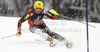 Ivica Kostelic of Croatia skiing in first run of men slalom race of Audi FIS Alpine skiing World cup in Zagreb, Croatia. Men slalom race of Audi FIS Alpine skiing World cup was held on Sljeme above Zagreb, Croatia, on Thursday, 5th of January 2012.
